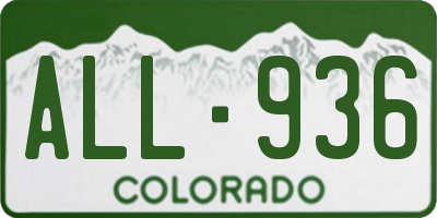 CO license plate ALL936