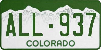CO license plate ALL937