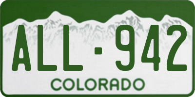 CO license plate ALL942