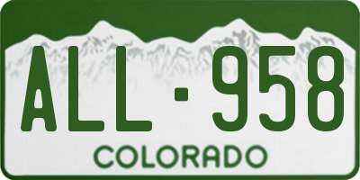 CO license plate ALL958