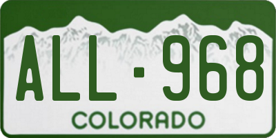 CO license plate ALL968