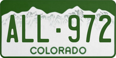 CO license plate ALL972