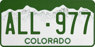 CO license plate ALL977
