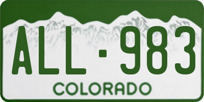 CO license plate ALL983