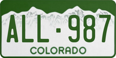 CO license plate ALL987