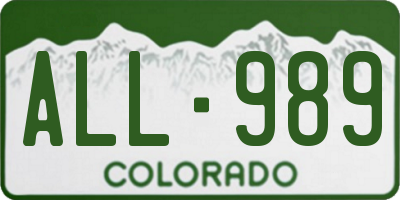 CO license plate ALL989