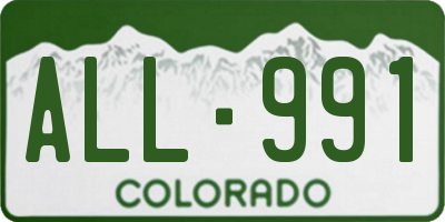 CO license plate ALL991