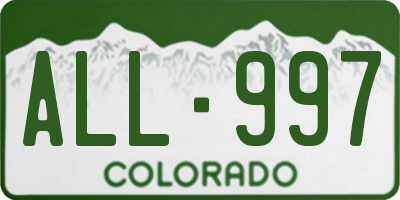 CO license plate ALL997