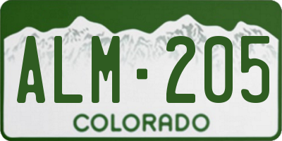 CO license plate ALM205