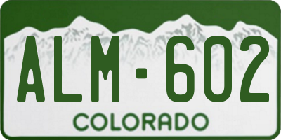 CO license plate ALM602
