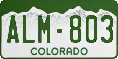 CO license plate ALM803
