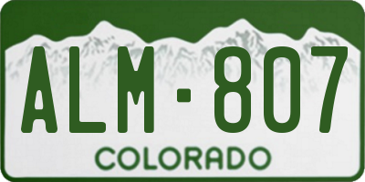 CO license plate ALM807