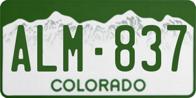 CO license plate ALM837