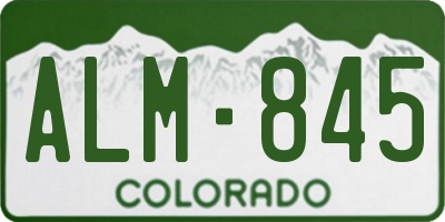 CO license plate ALM845