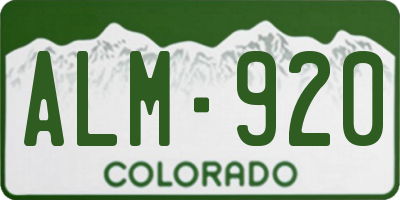 CO license plate ALM920