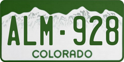 CO license plate ALM928