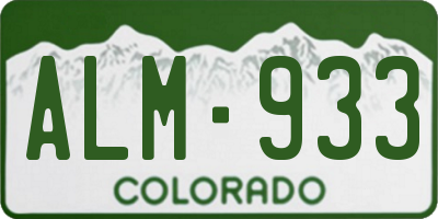CO license plate ALM933