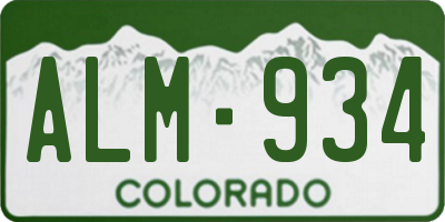 CO license plate ALM934