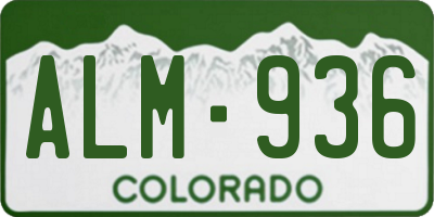 CO license plate ALM936