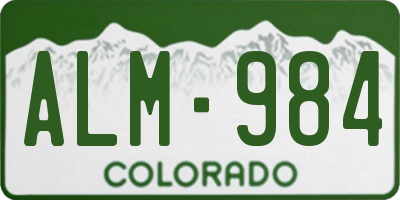 CO license plate ALM984