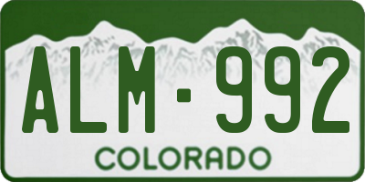 CO license plate ALM992