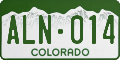 CO license plate ALN014
