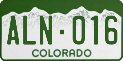 CO license plate ALN016