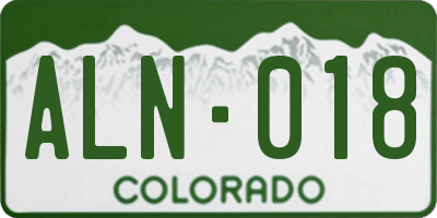CO license plate ALN018
