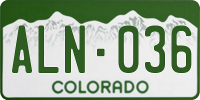 CO license plate ALN036