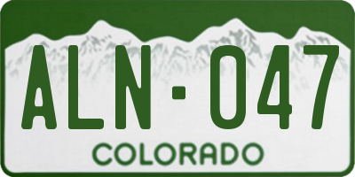 CO license plate ALN047