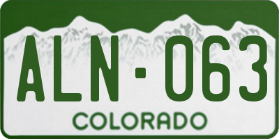 CO license plate ALN063