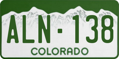 CO license plate ALN138