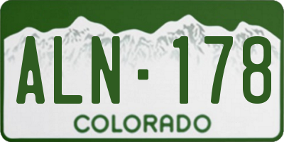 CO license plate ALN178