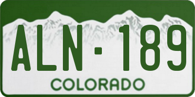 CO license plate ALN189
