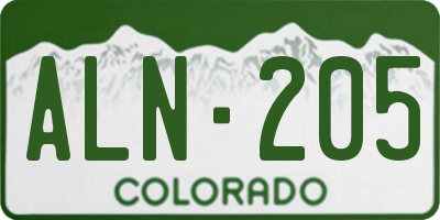 CO license plate ALN205