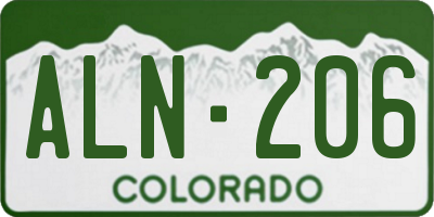CO license plate ALN206
