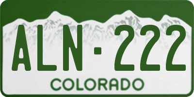 CO license plate ALN222