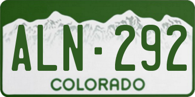 CO license plate ALN292