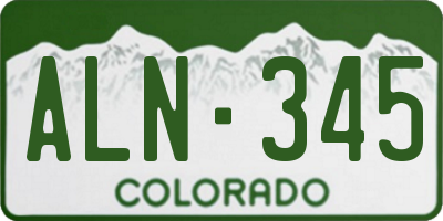 CO license plate ALN345