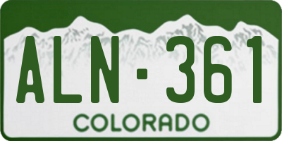 CO license plate ALN361