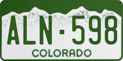 CO license plate ALN598