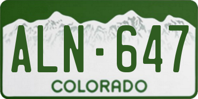 CO license plate ALN647