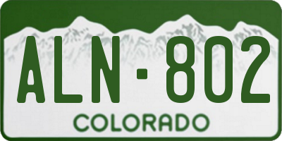 CO license plate ALN802