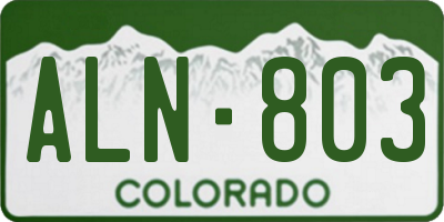 CO license plate ALN803