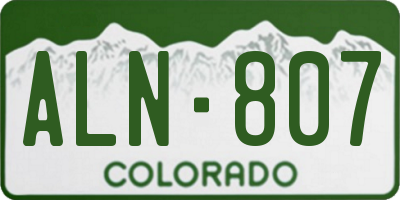CO license plate ALN807
