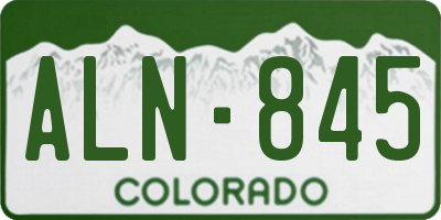 CO license plate ALN845