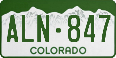 CO license plate ALN847