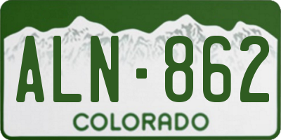 CO license plate ALN862