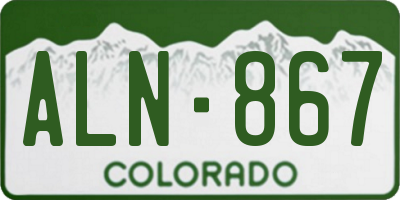 CO license plate ALN867