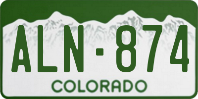CO license plate ALN874
